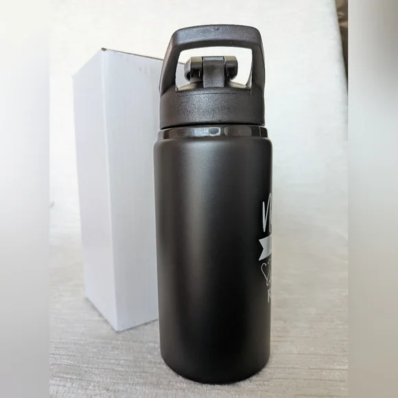 Metal Water Bottle 16oz Black Nurse Themed Black Flip Lid Never Used - Picture 5 of 11